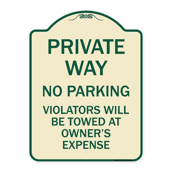 Signmission Private Way Violators Will Towed Away Heavy-Gauge Aluminum Sign, 24" x 18", TG-1824-23237 A-DES-TG-1824-23237
